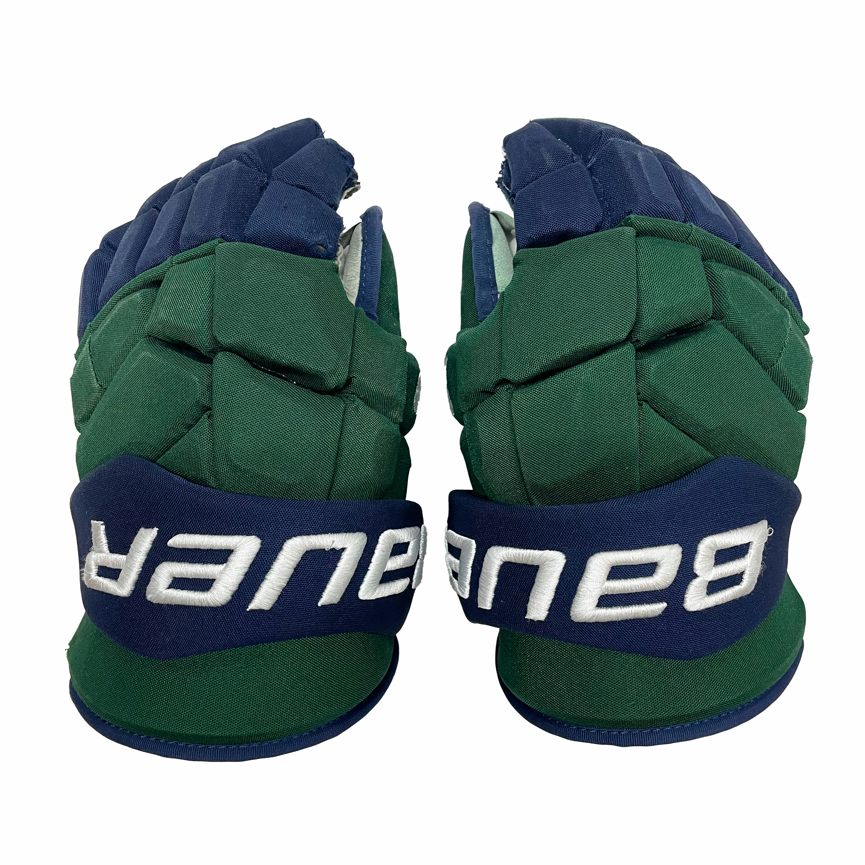 Bauer Supreme Mach - Gants de hockey Pro Stock d'occasion (vert/bleu marine)